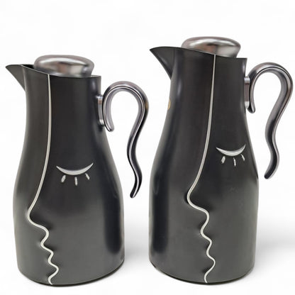 Najib Modern Style Vacuum Flask Set – 0.7L & 1.0L  Thermos Duo, Elegant Face Design, Double-Wall Insulated Jugs for Hot & Cold Beverages, Leak-Proof Lid & Ergonomic Handle - Damoo