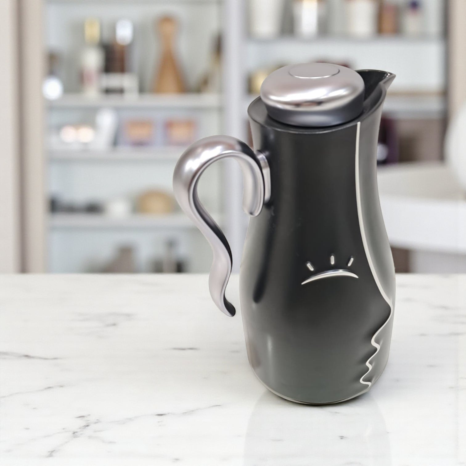 Najib Modern Style Vacuum Flask Set – 0.7L & 1.0L  Thermos Duo, Elegant Face Design, Double-Wall Insulated Jugs for Hot & Cold Beverages, Leak-Proof Lid & Ergonomic Handle - Damoo