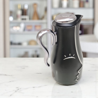 Najib Modern Style Vacuum Flask Set – 0.7L & 1.0L  Thermos Duo, Elegant Face Design, Double-Wall Insulated Jugs for Hot & Cold Beverages, Leak-Proof Lid & Ergonomic Handle - Damoo