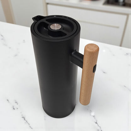 VOGATI 1.0L Premium Vacuum Thermos Flask – Modern Matte Design with Wooden Handle | Double Wall Insulated Carafe for Hot & Cold Drinks - Damoo