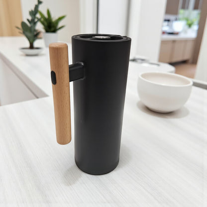 VOGATI 1.0L Premium Vacuum Thermos Flask – Modern Matte Design with Wooden Handle | Double Wall Insulated Carafe for Hot & Cold Drinks - Damoo