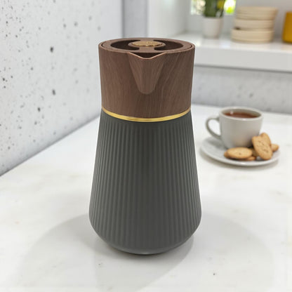 Regal 0.5L Thermal Coffee Carafe – Stylish Double-Wall Vacuum Flask, Elegant Wood-Finish Lid & Handle, Modern Design, Durable Hot & Cold Beverage Server