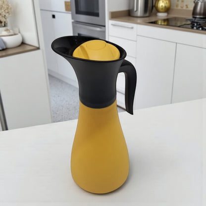 Crystal House 600ML Insulated Jug – Yellow & Black Vacuum Flask, Elegant Tall Design, Double-Wall Heat Retention, Easy-Pour Spout, and Ergonomic Handle for Hot & Cold Beverages - Damoo