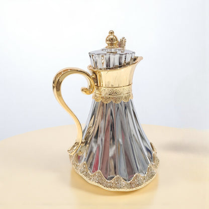 Najib Premium Quality Vacuum Flask Set – 0.7L & 1.0L | Elegant Double-Wall Insulated Jugs with Crown Lid & Ornate Handle | Ideal for Hot & Cold Beverages | Modern Style Collection - Damoo