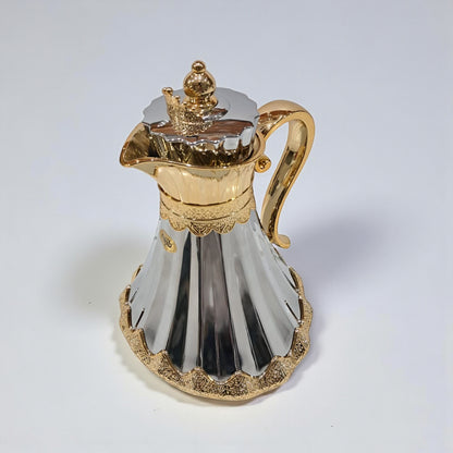 Najib Premium Quality Vacuum Flask Set – 0.7L & 1.0L | Elegant Double-Wall Insulated Jugs with Crown Lid & Ornate Handle | Ideal for Hot & Cold Beverages | Modern Style Collection - Damoo