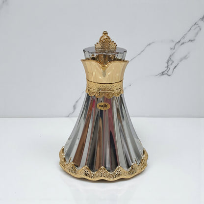 Najib Premium Quality Vacuum Flask Set – 0.7L & 1.0L | Elegant Double-Wall Insulated Jugs with Crown Lid & Ornate Handle | Ideal for Hot & Cold Beverages | Modern Style Collection - Damoo