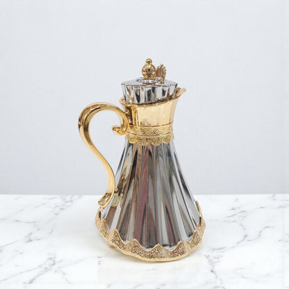 Najib Premium Quality Vacuum Flask Set – 0.7L & 1.0L | Elegant Double-Wall Insulated Jugs with Crown Lid & Ornate Handle | Ideal for Hot & Cold Beverages | Modern Style Collection - Damoo