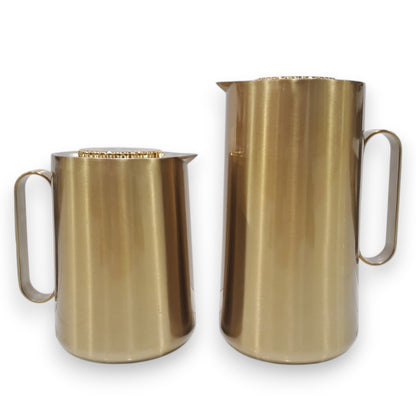 Parati 2-Piece Stainless Steel Vacuum Flask Set SG1M (0.35L + 0.6L) – Double Wall Insulated Coffee & Tea Thermos Jugs with Metallic Finish and Easy-Pour Handle – Elegant Thermal Set for Home, Office & Travel - Damoo