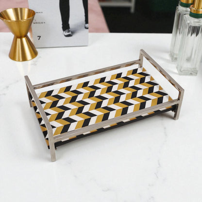 Luxury Geometric Bukhoor & Mabkhara Set with Metal Lid and Tray – Modern Black, White & Gold Resin Incense Burner for Home, Majlis & Gifting - Damoo