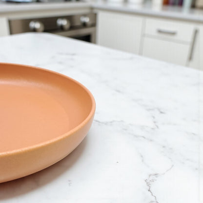Matte Terracotta Ceramic Serving Plate – Modern Round Flat Dish for Dining, Snacks, Appetizers & Home Décor – Durable Stoneware Dinner Plate for Everyday Use - Damoo