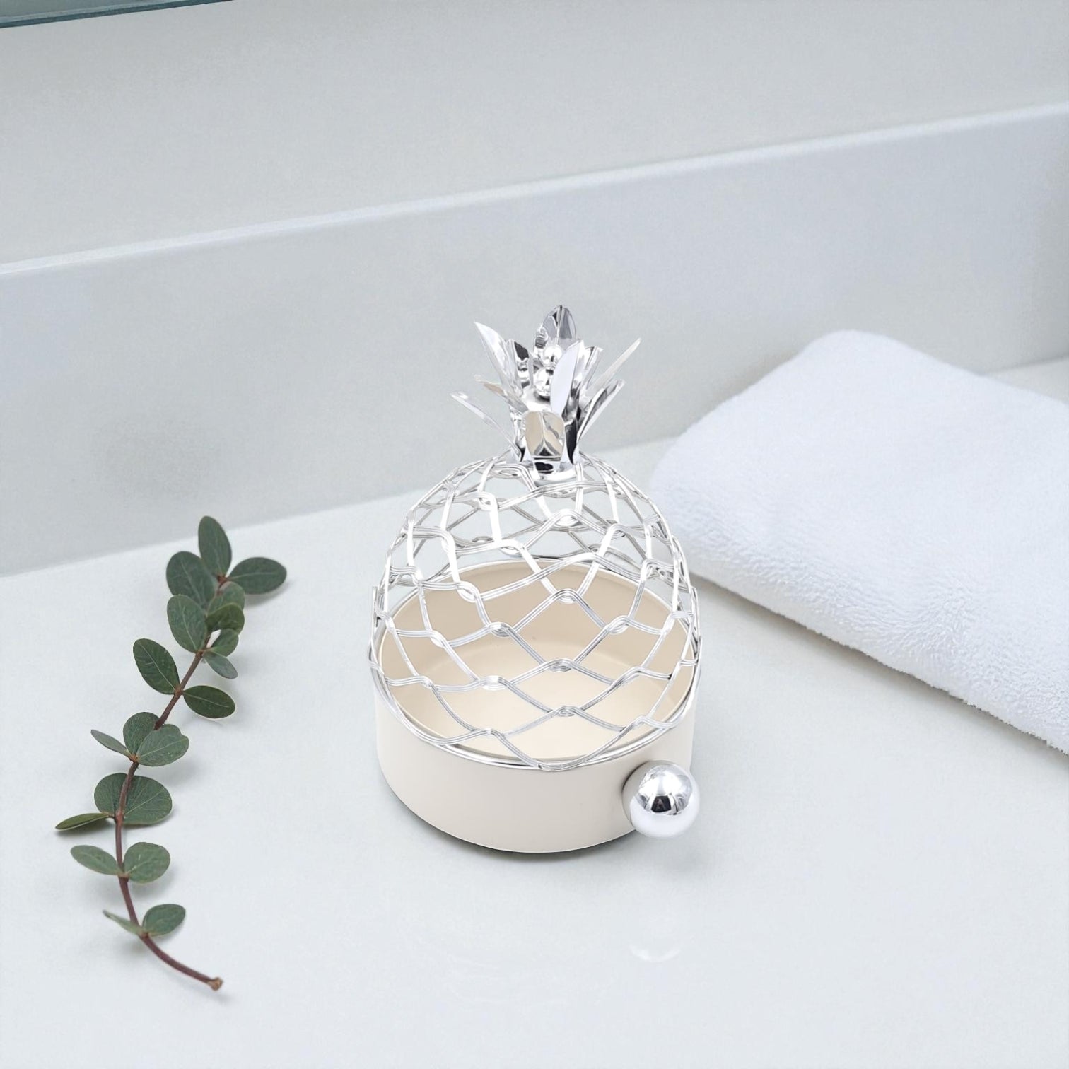 Elegant Decorative Pineapple Jar with Metallic Lid – Modern Home Décor Centerpiece for Table, Living Room, or Entryway – Luxury Art Piece with Contemporary Design - Damoo