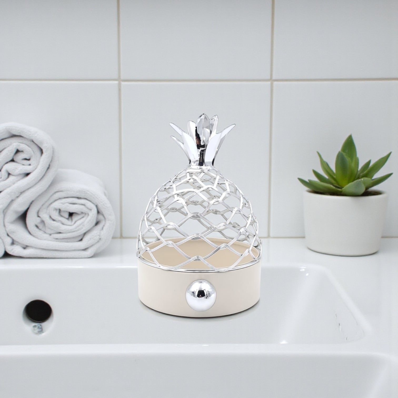 Elegant Decorative Pineapple Jar with Metallic Lid – Modern Home Décor Centerpiece for Table, Living Room, or Entryway – Luxury Art Piece with Contemporary Design - Damoo