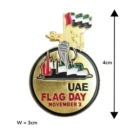 UAE Flag Day Magnetic Metal Badge – Premium Commemorative Pin with Gold Finish for National Day, Events, and Celebrations – November 3 Souvenir Gift - Damoo