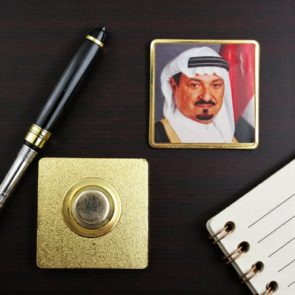 Elegant Square Commemorative Magnetic Metal Badge – Premium Gold-Framed Lapel Pin for National Day, Corporate Ceremonies, Cultural Events & Collector Display - Damoo