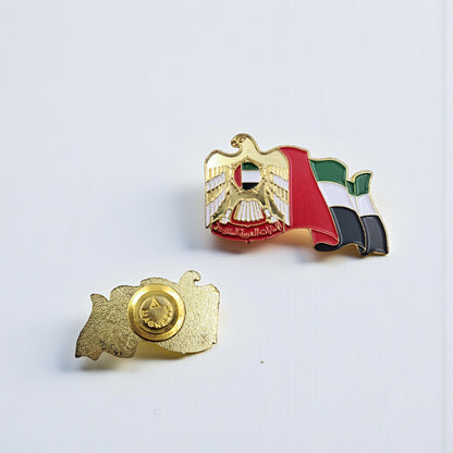UAE National Emblem and Flag Metal Badge – Premium Gold-Plated Magnetic Pin for National Day, Events, Ceremonies & Patriotic Celebrations - Damoo