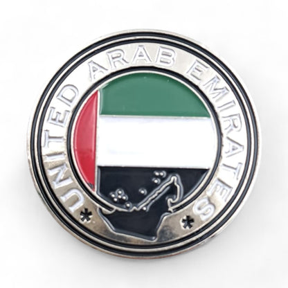 UAE National Emblem Round Metal Badge – Premium United Arab Emirates Flag Pin with Map Design for National Day, Official Events & Corporate Celebrations - Damoo