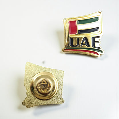 UAE Flag Metal Badge – Premium Golden Enamel Pin with Waving Flag Design for National Day, Flag Day, and Patriotic Events - Damoo