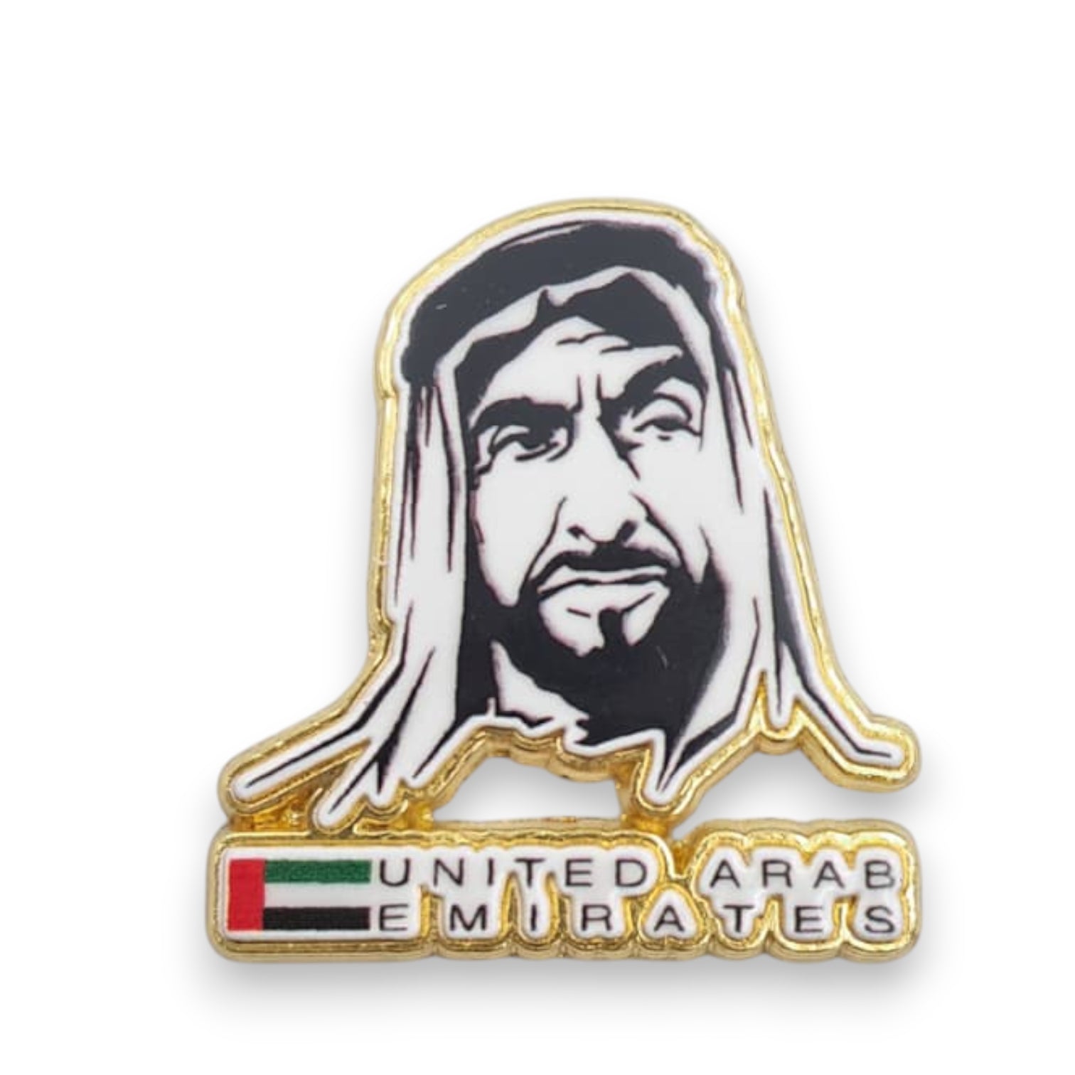 UAE Founder Magnetic Badge – Premium Gold Lapel Pin Featuring “United Arab Emirates” Text | Patriotic National Day Accessory - Damoo