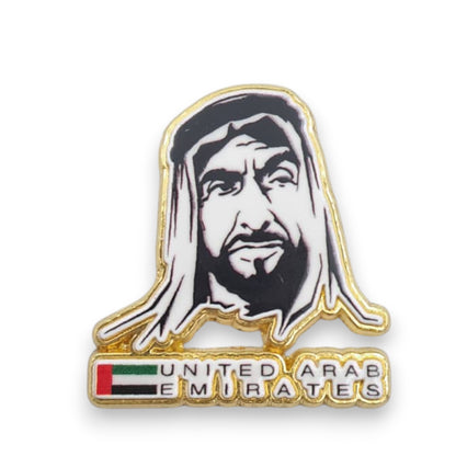 UAE Founder Magnetic Badge – Premium Gold Lapel Pin Featuring “United Arab Emirates” Text | Patriotic National Day Accessory - Damoo
