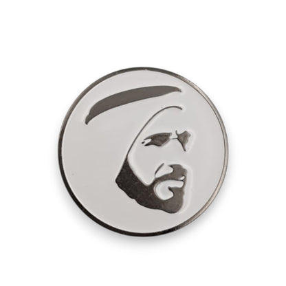 UAE Founder Metal Magnetic Badge – Premium Silver Round Lapel Pin | Patriotic Accessory for UAE National Day & Flag Day - Damoo