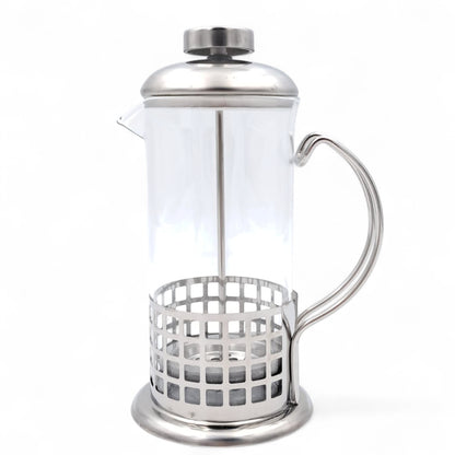 ماكينة تحضير القهوة والشاي الفرنسية الزجاجية المقاومة للحرارة - مكبس من الفولاذ المقاوم للصدأ سعة 350 مل | ماكينة تحضير يدوية فاخرة لتحضير قهوة طازجة ومشروبات عشبية
