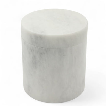 مرطبان رخامي فاخر للتخزين مع غطاء - علبة أسطوانية أنيقة لتنظيم بهارات المطبخ، ومستلزمات الحمام، والمجوهرات، وديكورات المنزل