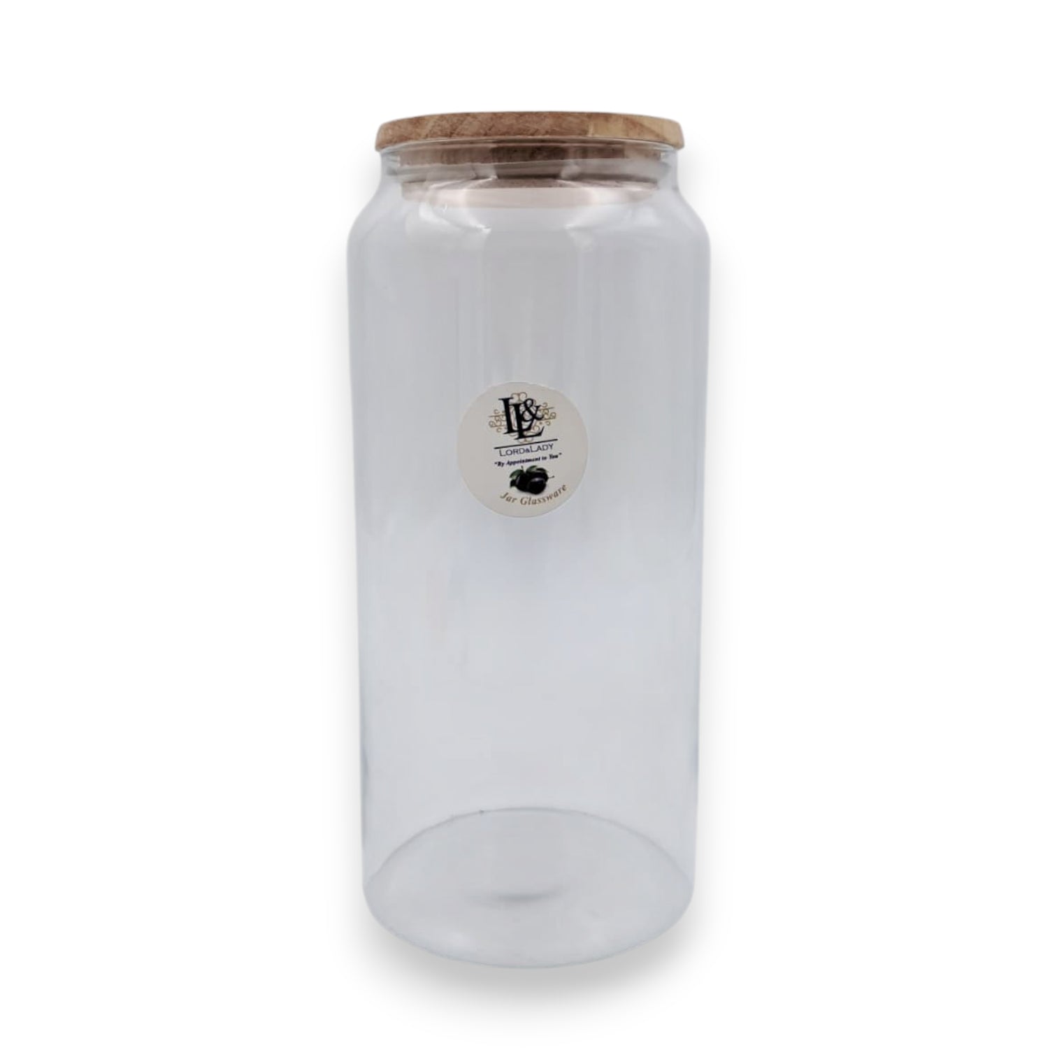 Lord & Lady Jar Glassware – Elegant Clear Glass Storage Jar with Airtight Wooden Lid | Premium Kitchen Organizer for Coffee, Sugar, Spices & Dry Foods