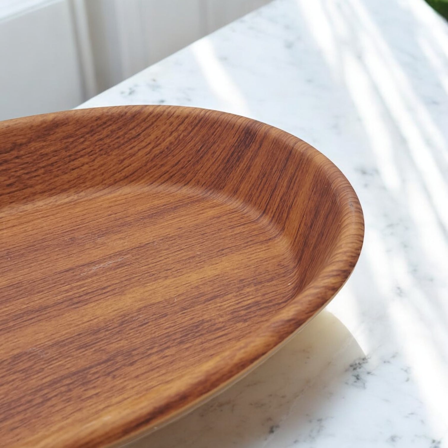 Evelin Wood Venice Serving Bowl – Large Handcrafted Round Wooden-Finish Multipurpose Bowl for Rice, Salad, Soup, Fruits & Snacks – Unbreakable Food-Safe Dinnerware Tableware, Brown