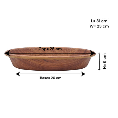 Evelin Wood Venice Serving Bowl – Large Handcrafted Round Wooden-Finish Multipurpose Bowl for Rice, Salad, Soup, Fruits & Snacks – Unbreakable Food-Safe Dinnerware Tableware, Brown