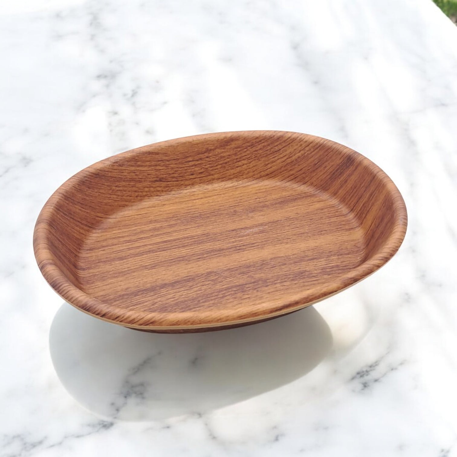 Evelin Wood Venice Serving Bowl – Large Handcrafted Round Wooden-Finish Multipurpose Bowl for Rice, Salad, Soup, Fruits & Snacks – Unbreakable Food-Safe Dinnerware Tableware, Brown