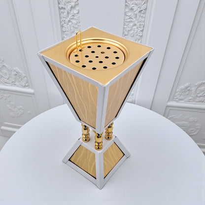 Luxury Gold & Silver Bakhoor Burner – Modern Dual-Tone Arabic Mabkhara | Aluminum Alloy Incense Holder for Oud, Bukhoor & Home Décor