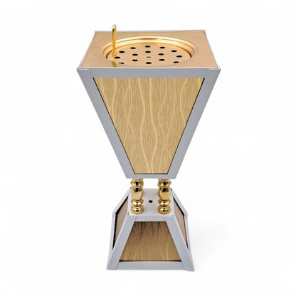 Luxury Gold & Silver Bakhoor Burner – Modern Dual-Tone Arabic Mabkhara | Aluminum Alloy Incense Holder for Oud, Bukhoor & Home Décor