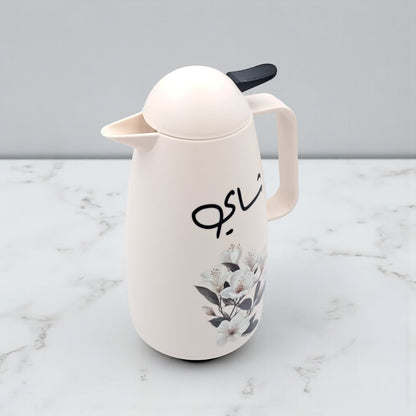 Crystal House Floral Thermos Flask for Tea  – Elegant Flower Print Insulated Flask 1L | Heat Retention Vacuum Jug | Durable & Stylish Serving Pot for Home, Office, or Gatherings