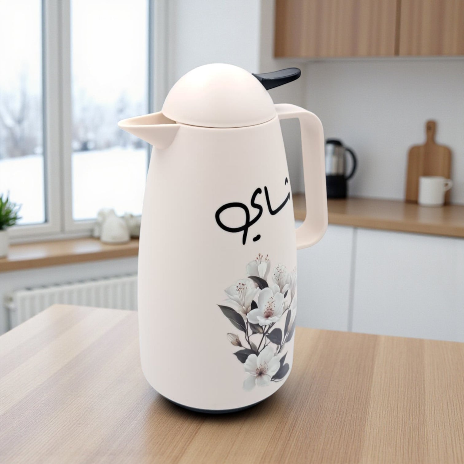 Crystal House Floral Thermos Flask for Tea  – Elegant Flower Print Insulated Flask 1L | Heat Retention Vacuum Jug | Durable & Stylish Serving Pot for Home, Office, or Gatherings