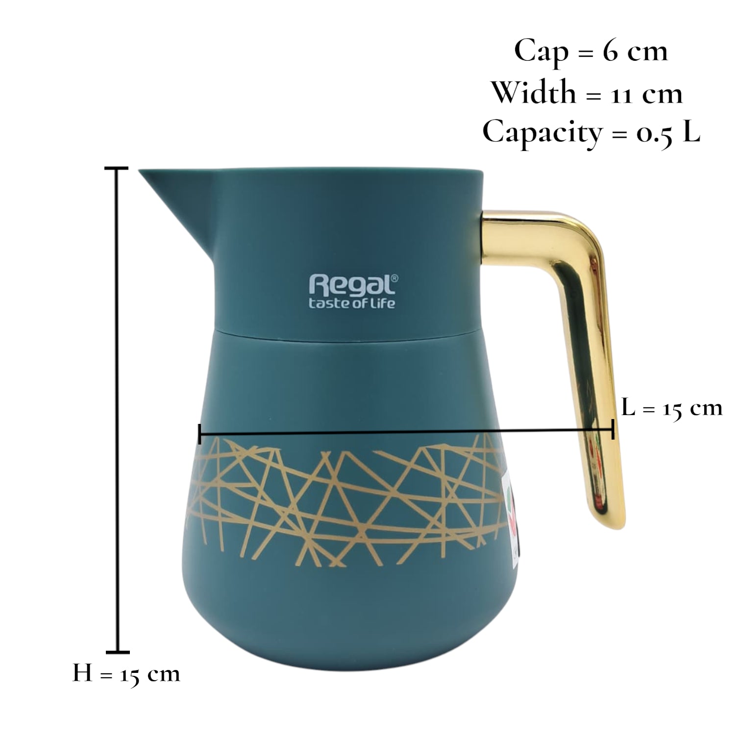 Regal 0.5L Stainless Steel Vacuum Jug – Double Wall Thermos Flask with Wood-Style Handle | Keeps Beverages Hot for 12 Hours & Cold for 24 Hours - TSC04 - Damoo