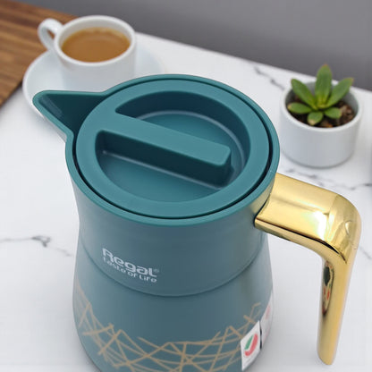 Regal 0.5L Stainless Steel Vacuum Jug – Double Wall Thermos Flask with Wood-Style Handle | Keeps Beverages Hot for 12 Hours & Cold for 24 Hours - TSC04 - Damoo
