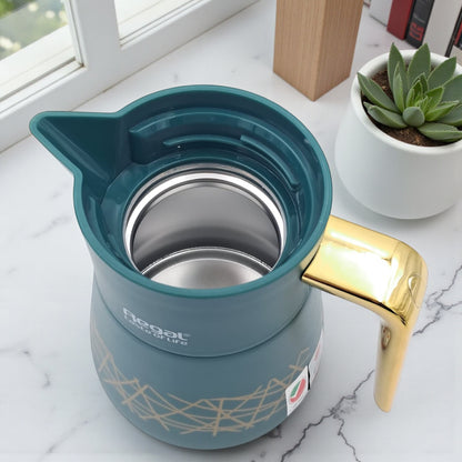 Regal 0.5L Stainless Steel Vacuum Jug – Double Wall Thermos Flask with Wood-Style Handle | Keeps Beverages Hot for 12 Hours & Cold for 24 Hours - TSC04 - Damoo