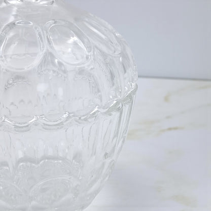 Yesink Decorative Glass Jar with Lid | Elegant Crystal Candy Jar for Sweets, Nuts, or Sugar | Premium Clear Storage Bowl with Textured Design