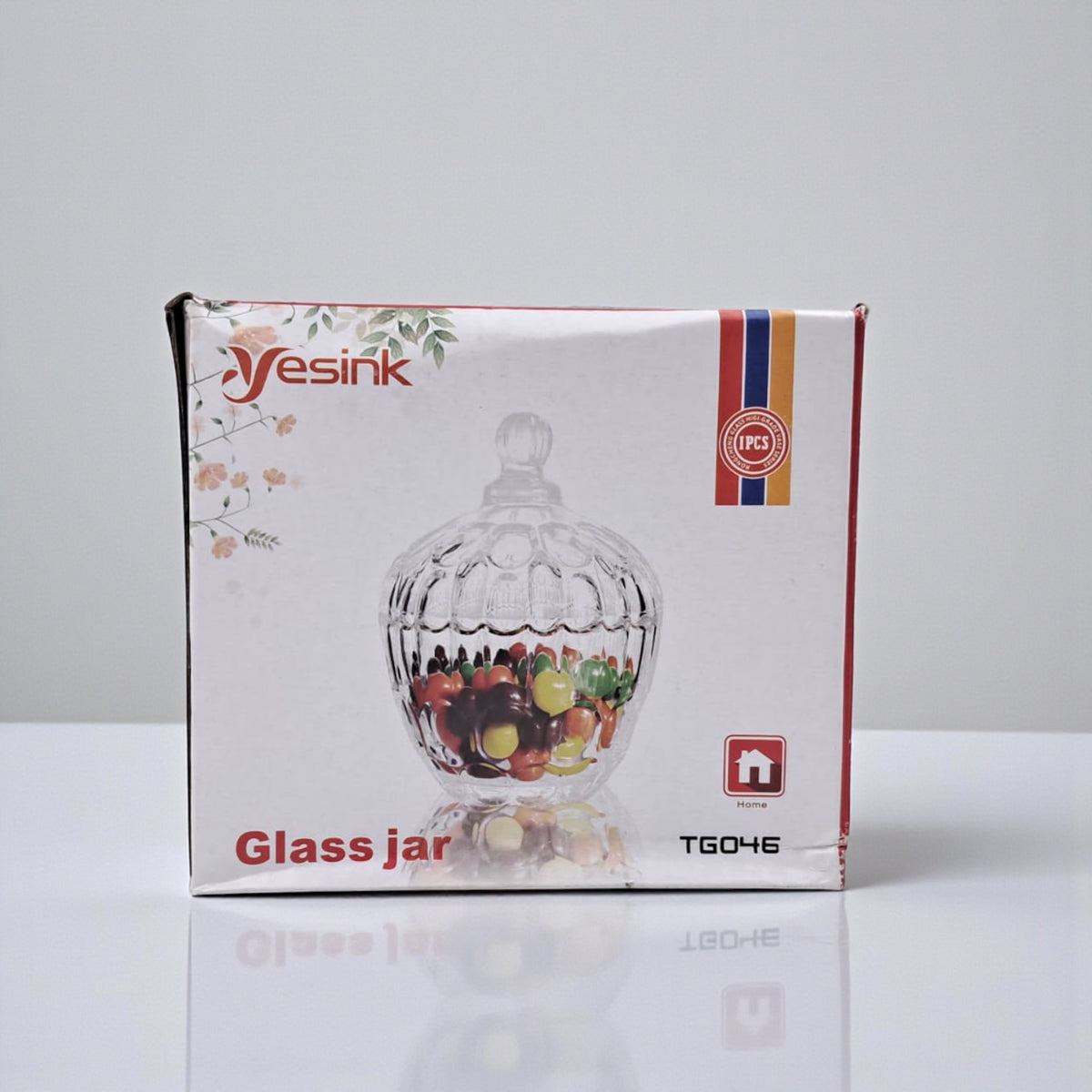 Yesink Decorative Glass Jar with Lid | Elegant Crystal Candy Jar for Sweets, Nuts, or Sugar | Premium Clear Storage Bowl with Textured Design
