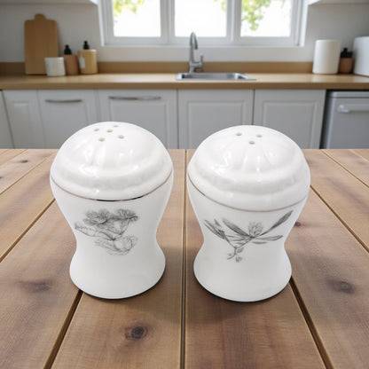 Solecasa Porcelain Salt & Pepper Shaker Set – Elegant Modern Bone China with Floral Design | Decorative Tabletop Seasoning Set