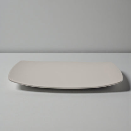 Edge Premium Melamine Rectangular Serving Plate – Modern Beige Platter, 25cm & 41cm – Unbreakable Heat-Resistant Tableware for Home, Hotel & Restaurant – Perfect for Desserts, Appetizers, Sushi, Breakfast & Buffet Display