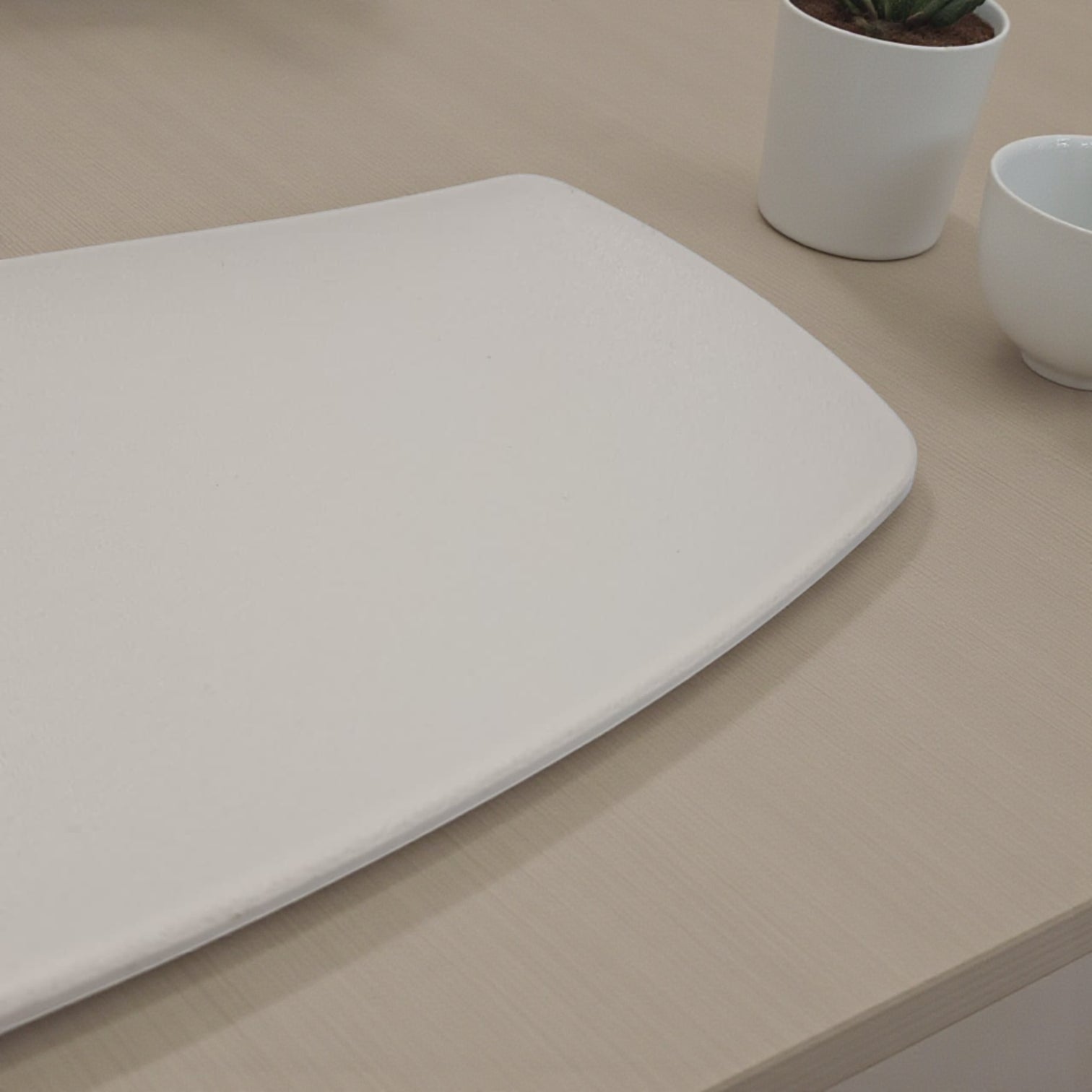 Edge Premium Melamine Rectangular Serving Plate – Modern Beige Platter, 25cm & 41cm – Unbreakable Heat-Resistant Tableware for Home, Hotel & Restaurant – Perfect for Desserts, Appetizers, Sushi, Breakfast & Buffet Display