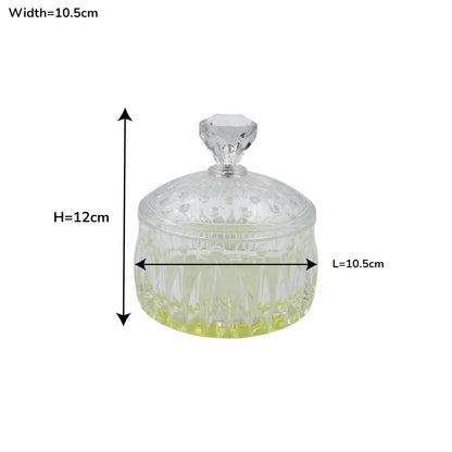 Crystal Glass Candy Jar with Lid, Decorative Storage Bowl with Diamond Cut Design for Sweets, Dates & Snacks (12H x 10.5L × 10.5W CM) - Damoo