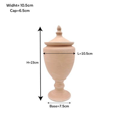 Handcrafted Natural Clay Pedestal Storage Jar with Lid – Minimal Rustic Home Décor Vessel (23H x 10.5L × 10.5W CM) - Damoo