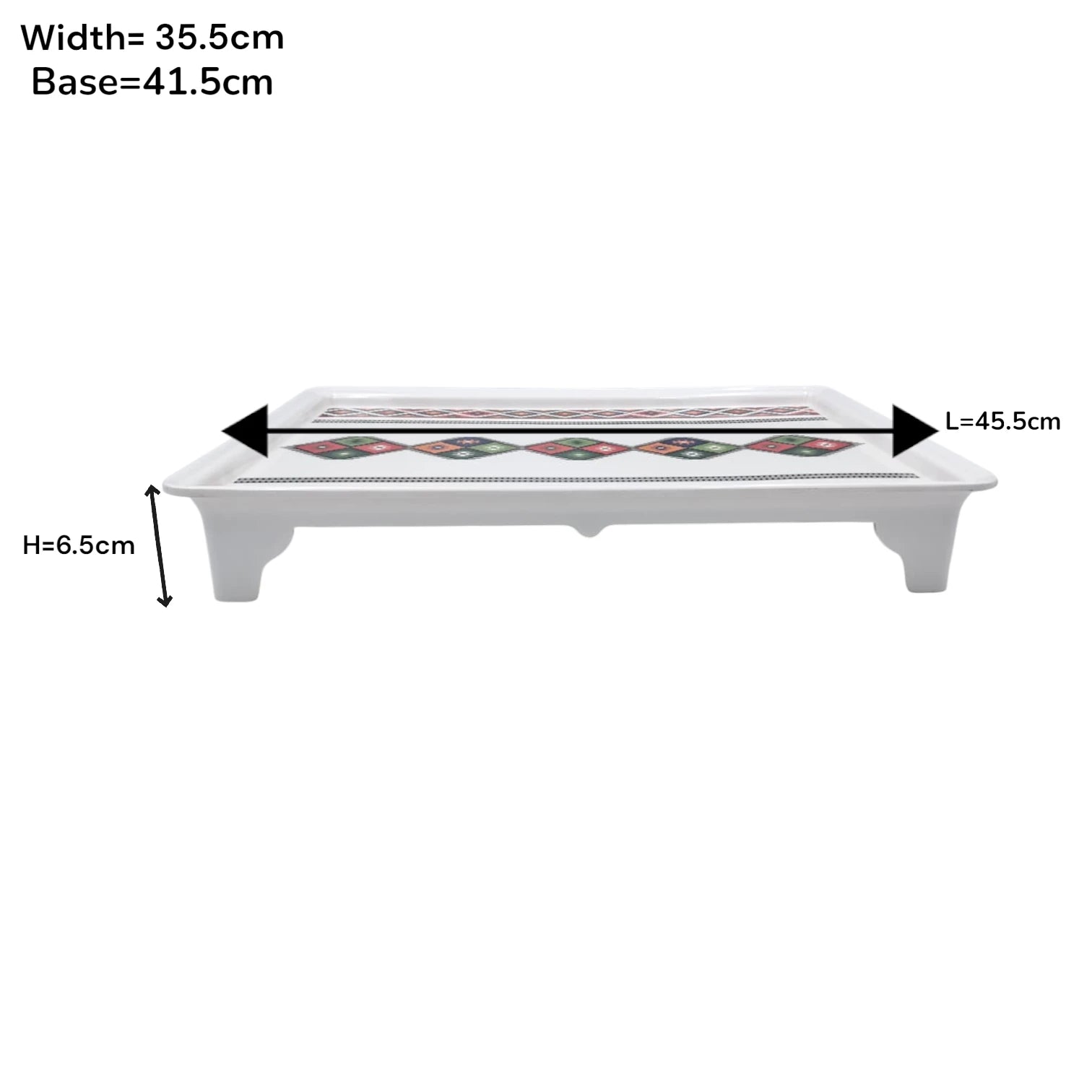 Decorative Serving Tray with Traditional Design – Large Rectangular Tray with Handles for Kitchen & Dining - Damoo