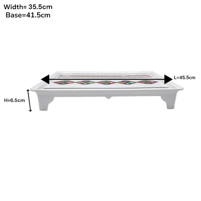 Decorative Serving Tray with Traditional Design – Large Rectangular Tray with Handles for Kitchen & Dining - Damoo
