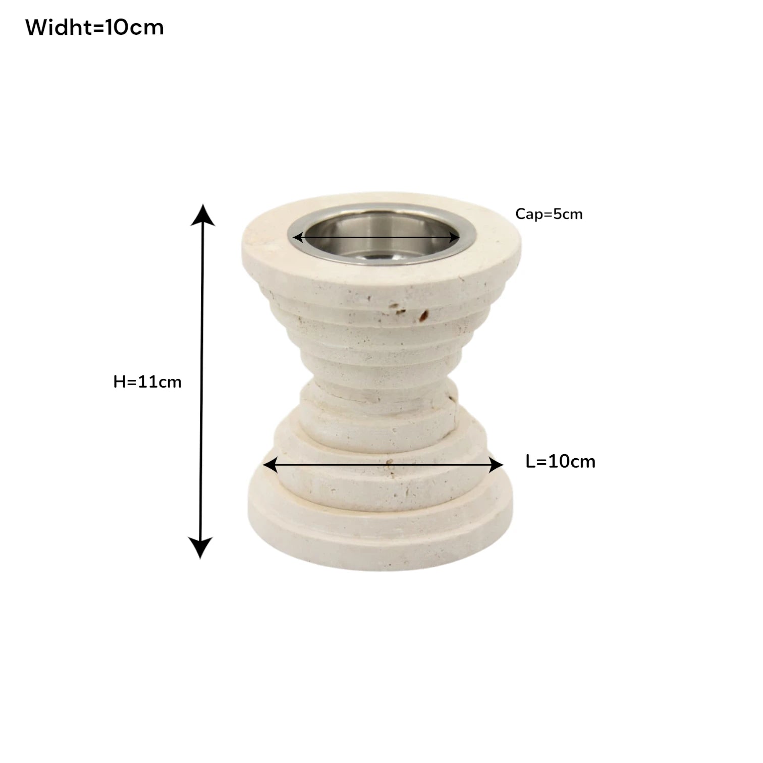 Natural Stone Incense Burner with Stainless Steel Cup – Minimal Compact Decorative Incense Holder for Home Use (11H x 10L x 10W CM) - Damoo