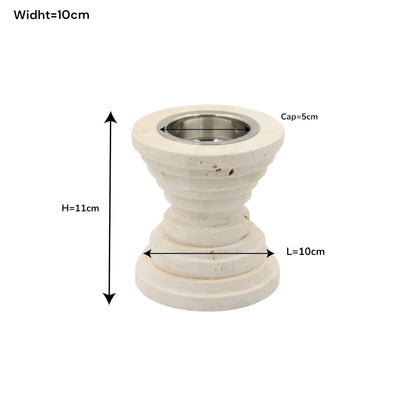 Natural Stone Incense Burner with Stainless Steel Cup – Minimal Compact Decorative Incense Holder for Home Use (11H x 10L x 10W CM) - Damoo