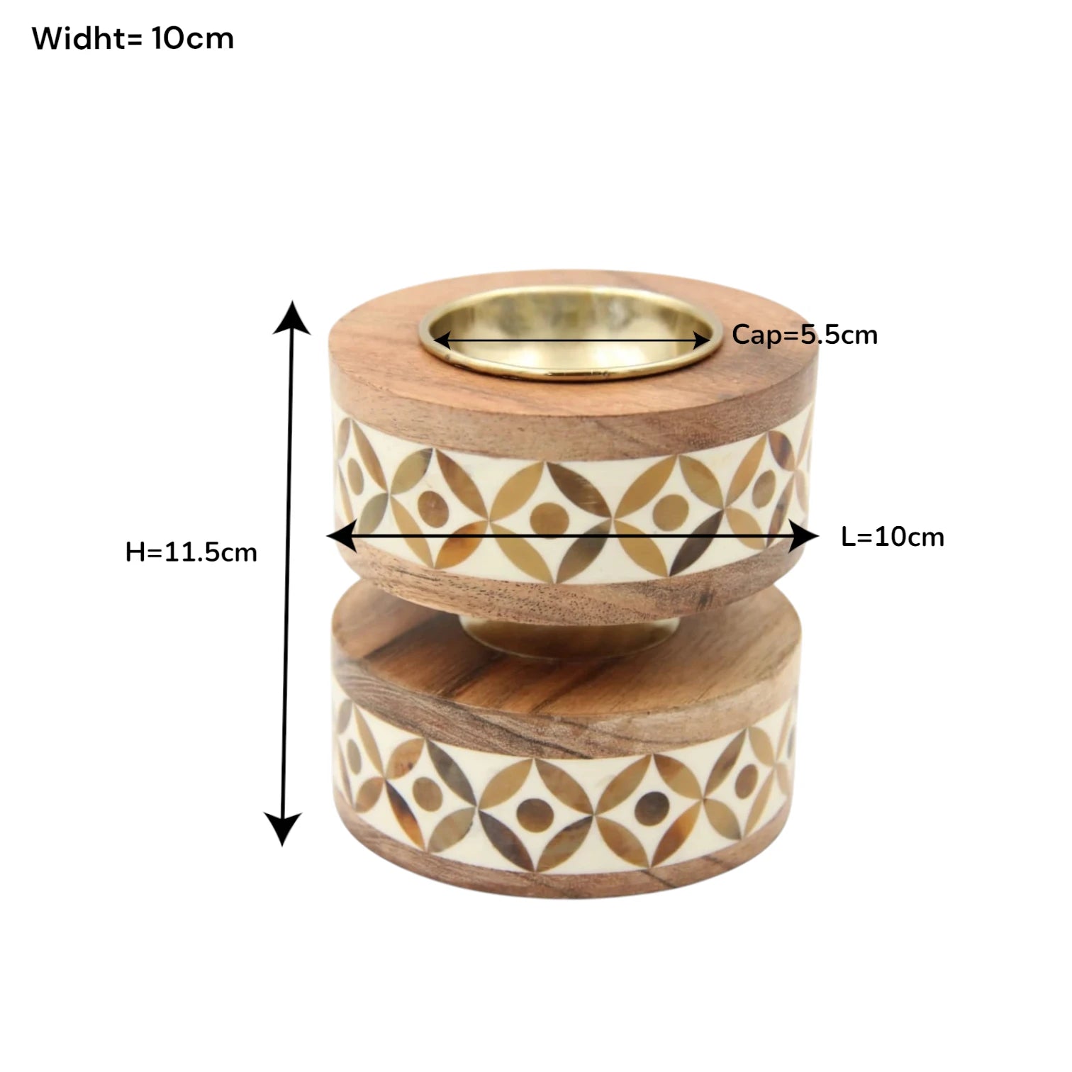 Handcrafted Wooden Bakhoor Burner with Metal Bowl – Oud Incense Burner Holder for Home Fragrance & Arabic Decor (11.5x10x10cm) - Damoo