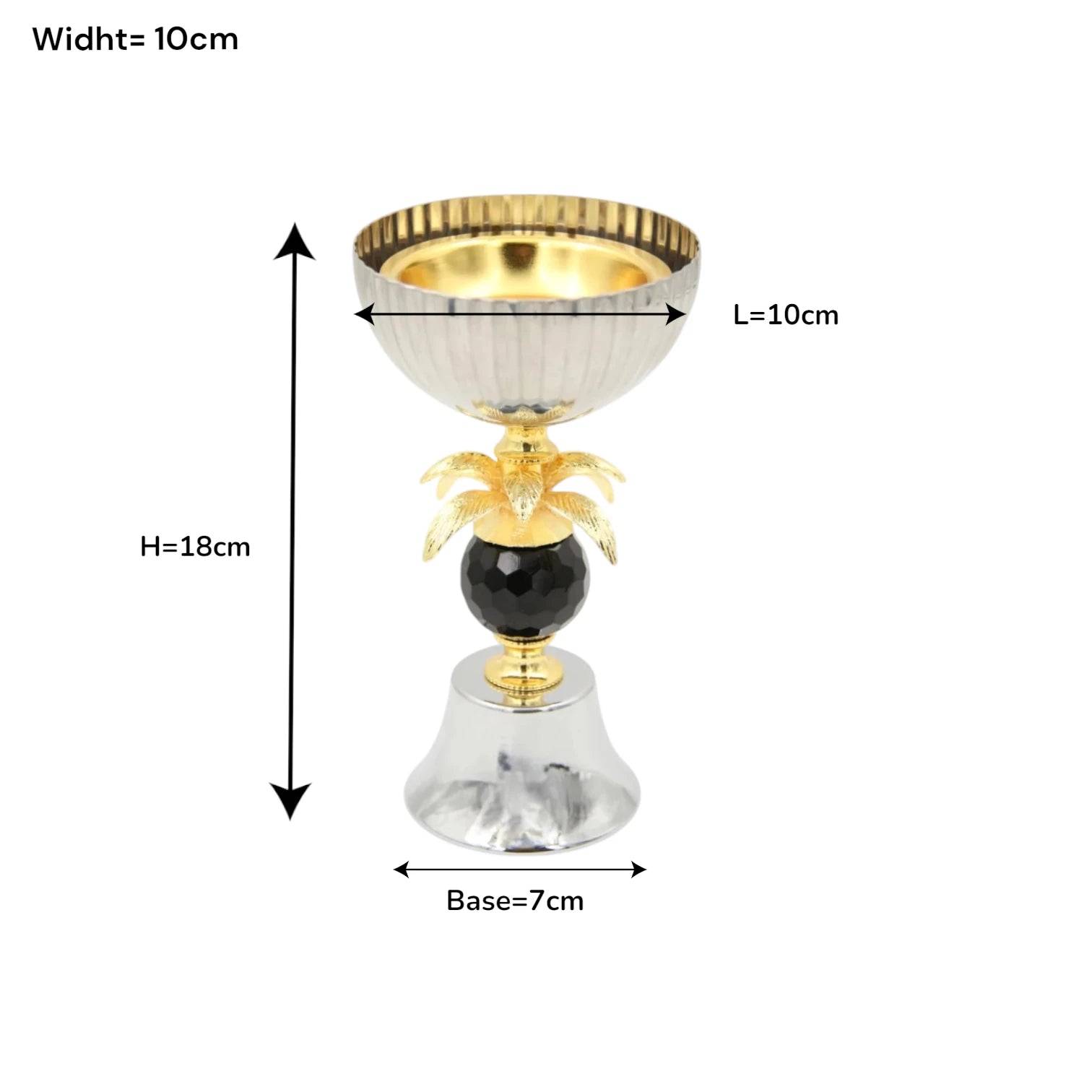 Luxury Metal Bakhoor Burner with Crystal Base & Decorative Gold Detailing – Oud Incense Burner for Home Fragrance & Majlis (18H x 10L x 10W CM) - Damoo